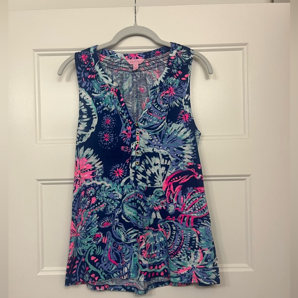 Lilly Pulitzer cool tones multicolored top